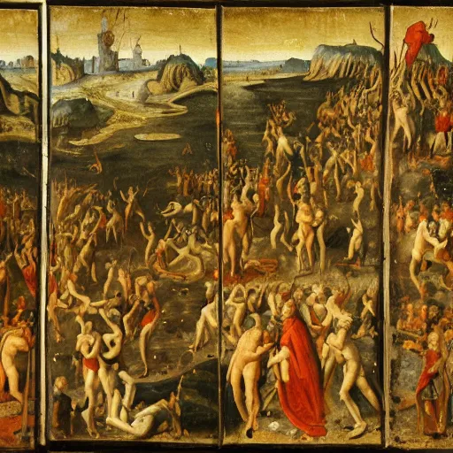 Image similar to painting of hell early flemish art