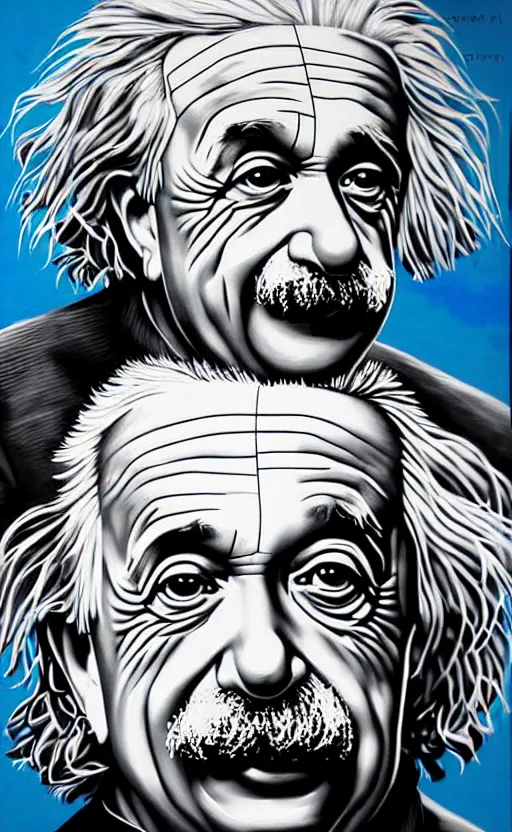 Image similar to a portrait of albert einstein and his equation, by sandra chevrier