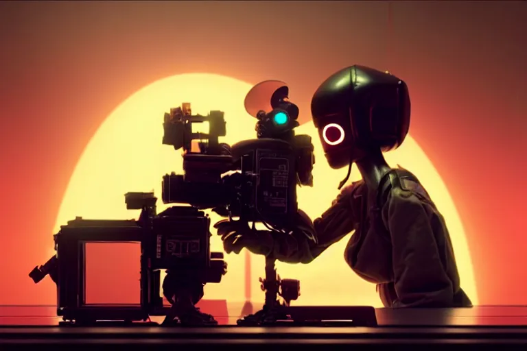 Image similar to vfx film, love death and robots, flat color profile low - key lighting award winning photography arri alexa cinematography, hyper real photorealistic cinematic, atmospheric cool colorgrade