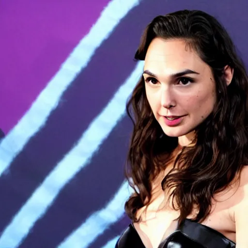 Prompt: two halves of a cat, gal gadot.