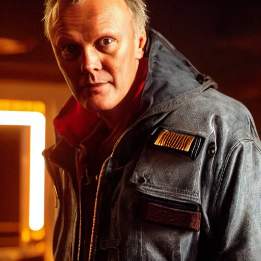 Image similar to Anthony Head as Cyberpunk Uther