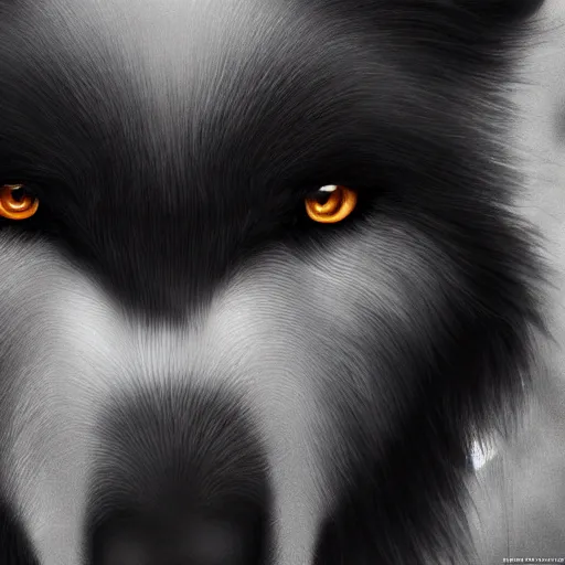 Prompt: Bloodthirsty black wolf in white sheep's clothing, gloomy atmosphere, hyperrealism, no blur, 4k resolution, ultra detailed-i
