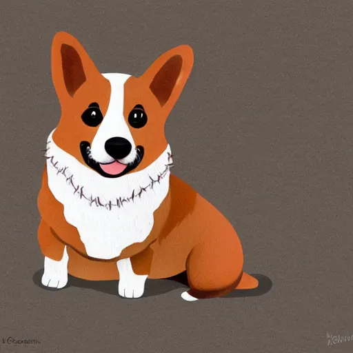 Prompt: a corgi saying happy birthday, hand drawn