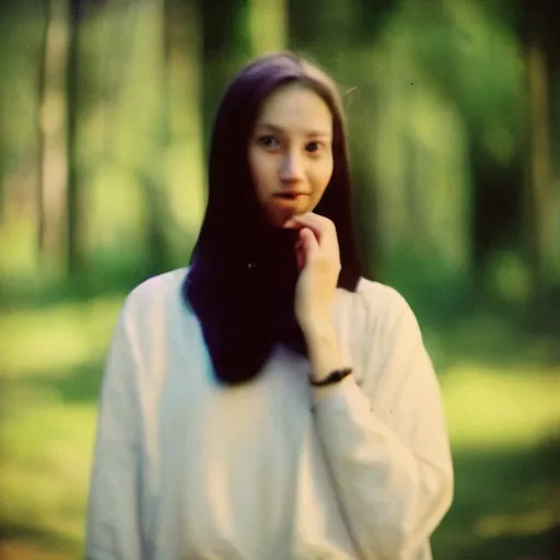 Prompt: a young woman is posing for a photograph, petzval lens. featured on flickr, art photography, photo taken with provia,