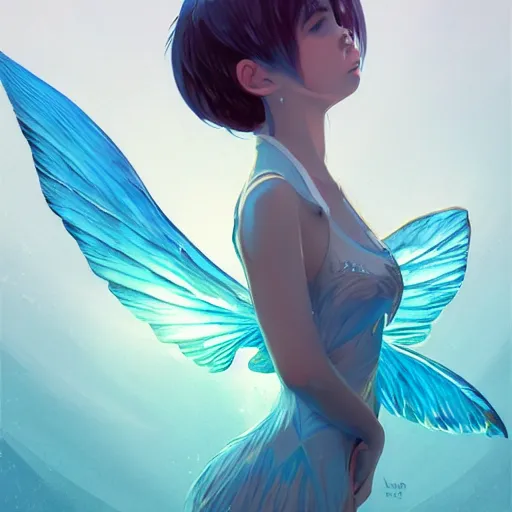 Prompt: a water fairy with spilled water as wings, elegant, highly detailed, digital painting, artstation, concept art, sharp focus, illustration, strong brush stroke, anime, sharp focus, ghibli studio, art by ilya kuvshinov, rossdraws