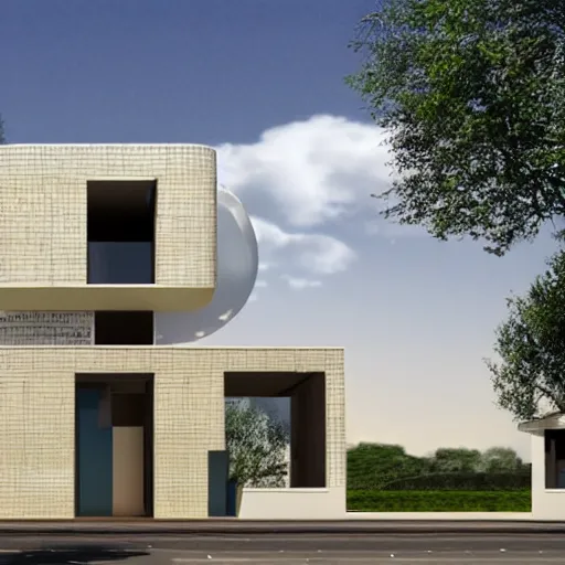 Image similar to a building in the style of nigerian architects