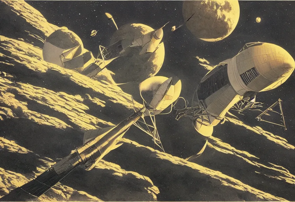 Image similar to Destination Moon, Rick Guidice, Chesley Bonestell, Lucien Rudaux, Rolf Klep, Fred Freeman, George Pal