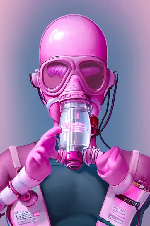 Prompt: Pink Vapor Breathing Machine, Oxygen Mask, fantasy, magic, ultra detailed, digital art, trending on artstation, illustration