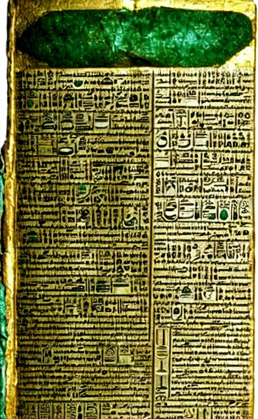 Image similar to emerald tablet, ancient egyptian