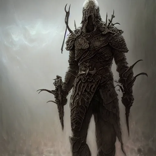 Image similar to warrior concept, beksinski, age of sigma art, ruan jia, dark soul armor concept, trending on artstation, wayne barlowe, adrian smith fantasy art, elden ring art, the hobbit art, lord of the ring art, infinity blade armor