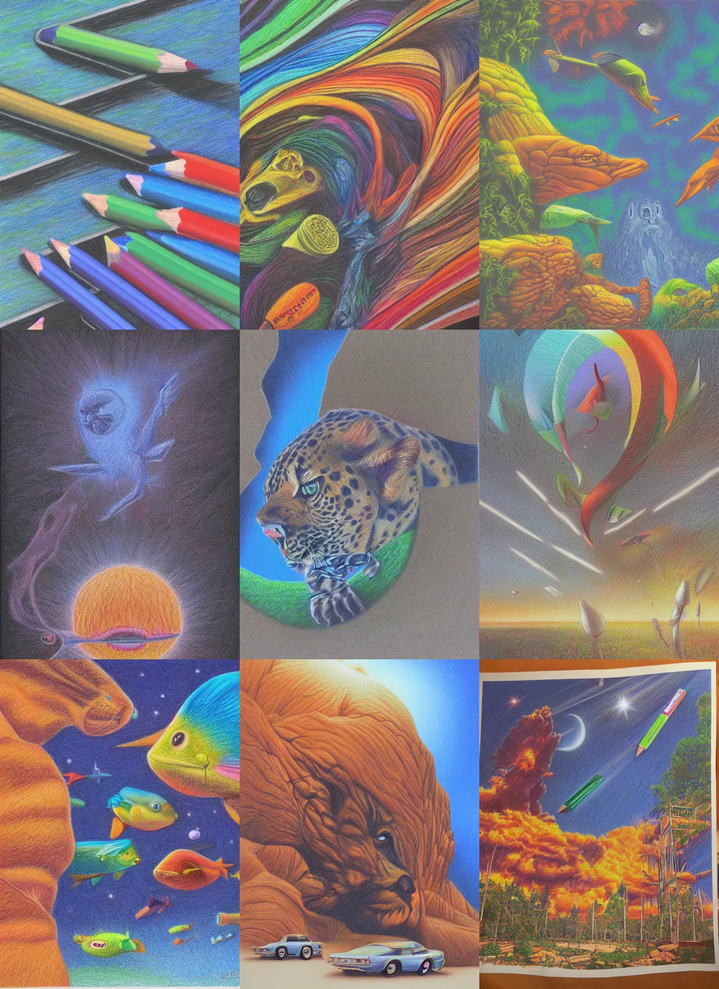 Prompt: color pencil artwork by chris moore