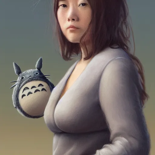 Prompt: portrait of a totoro woman, detailed, centered, digital painting, artstation, concept art, donato giancola, Joseph Christian Leyendecker, WLOP, Boris Vallejo, Breathtaking, 8k resolution, extremely detailed, beautiful, establishing shot, artistic, hyperrealistic, beautiful face, octane render