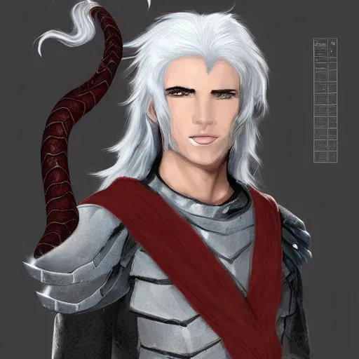 Image similar to a fantasy character with white hair. he looks like a snake.