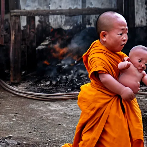 Image similar to self immolating baby monk