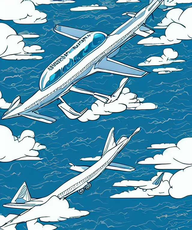 Image similar to airplane mountain water by dongkyu lim illustration vector digital art trending on artstation