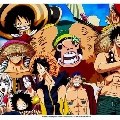 Image similar to one piece poster, 8 k uhd, 8 k uhd character details