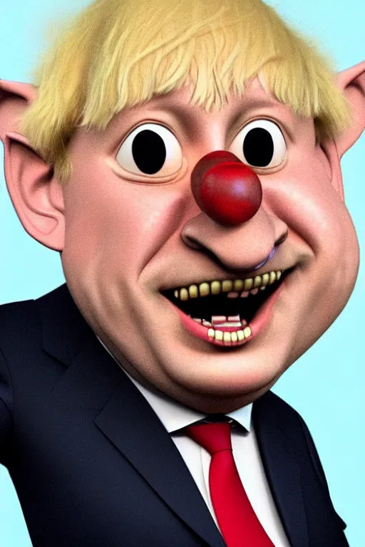 Image similar to boris johnson as the disney version of pinocchio, with a long nose, in the style of kim jung gi