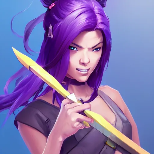 Image similar to beautiful female purple hair katana fantasy art apex fortnite Video game icon, 2d game art gta5 cover , official fanart behance hd artstation by Jesper Ejsing, by RHADS, Makoto Shinkai and Lois van baarle, ilya kuvshinov, rossdraws