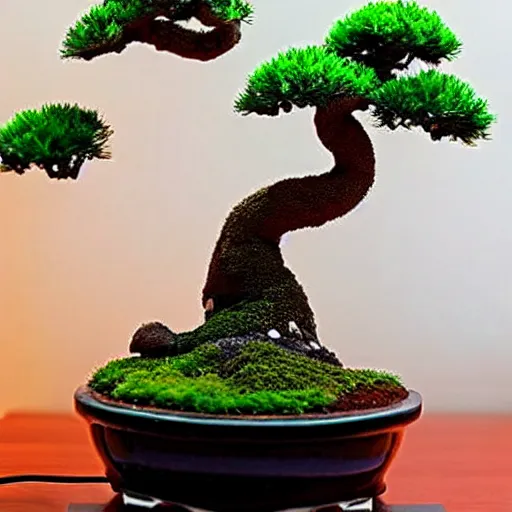 Image similar to a super mario brothers themed bonsai tree, cinematic lighting