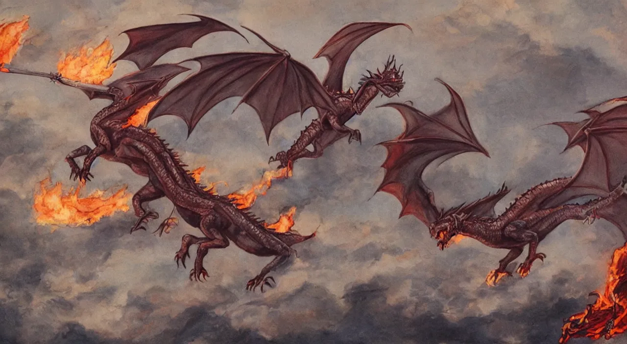 Image similar to nancy pelosi riding a fire - breathing flying dragon