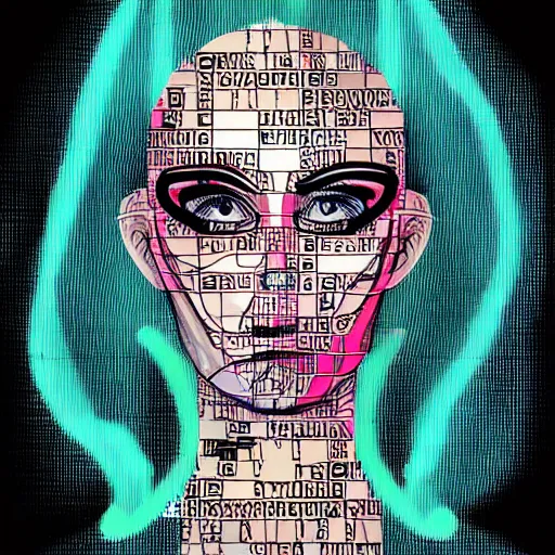 Image similar to cypherpunk fashion illustration, television head, abstract portrait, ultra detailed, fine detail