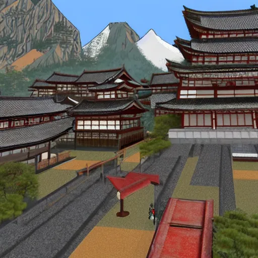 Prompt: japan rendered in the original quake 1 engine