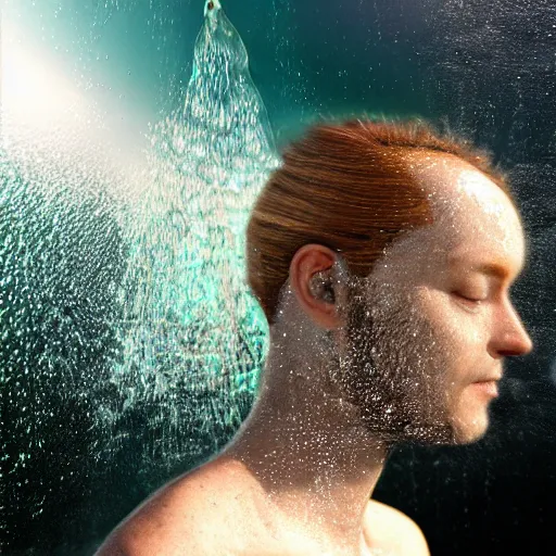 Image similar to ! dream water artwork manipulation in a human head shape,, ray tracing, sharp focus, realistic water, long shot