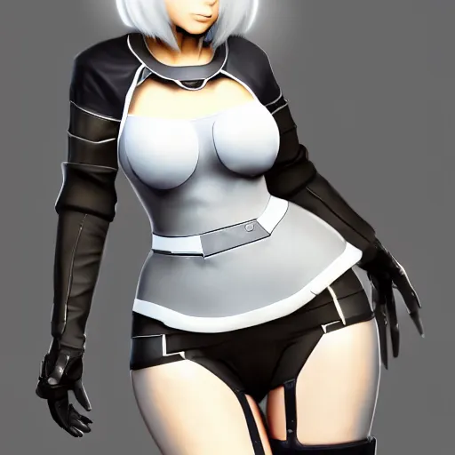 Image similar to portrait of 2B nier automata wearing skin tight clothes in Half life 2, digital art, trending on Artstation, CGSociety