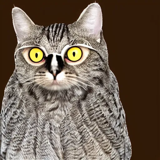 Image similar to cat owl hybrid