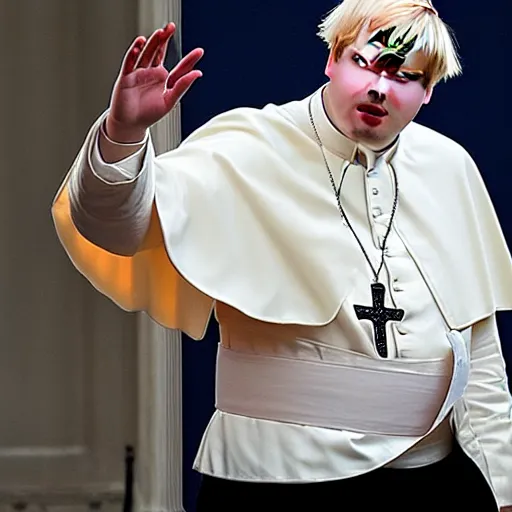 Image similar to Boris Johnson as the Pope, high quality photograph