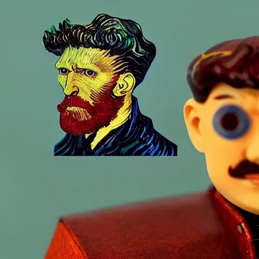 Image similar to vincent van gogh, stop motion vinyl action figure, plastic, toy, butcher billy style