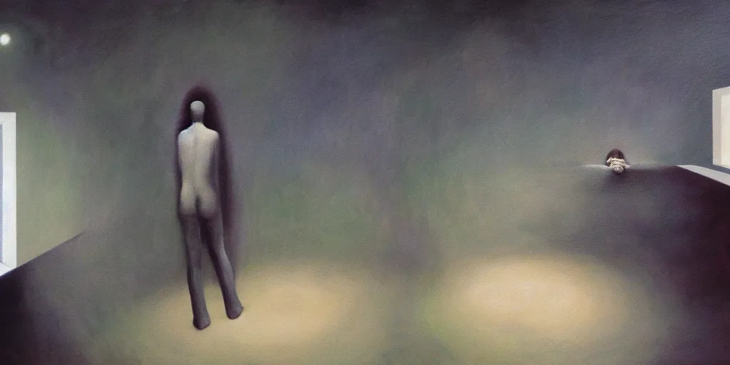 Image similar to surreal painting of loneliness in a dreamscape oneiric