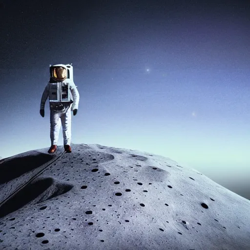 Prompt: Timothy Leary walking on the moon reaching out to the edge of the universe to the cliff of existence, vray render, cinematic quality, intricate complexity, high octane