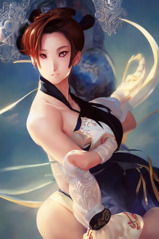 Prompt: A beautiful anime portrait of Chun Li , by Stanley Artgerm Lau, WLOP, Rossdraws, James Jean, Andrei Riabovitchev, Marc Simonetti, and Sakimichan, tranding on artstation