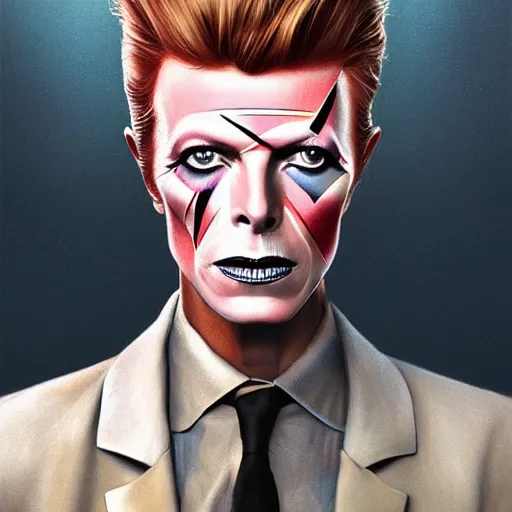 Image similar to a portrait of david bowie as a wizard, upper half portrait, urban motifs, intricate, elegant, highly detailed, digital painting, trending on artstation, concept art, smooth sharp focus, illustration, art by artgerm and greg rutkowski