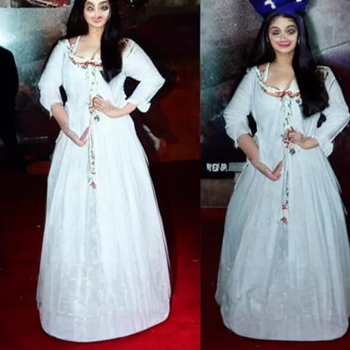 Prompt: aishwarya rai bachchan as alice in wonderland wearing a white dress