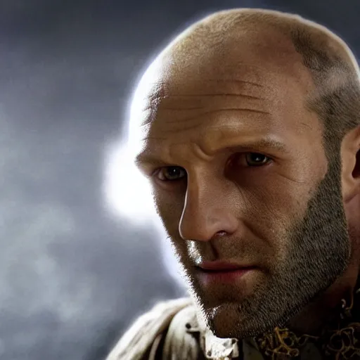 Prompt: medieval fantasy head and shoulders portrait from pan's labyrinth of jason statham as a magical cleric, photo by philip - daniel ducasse and yasuhiro wakabayashi and jody rogac and roger deakins