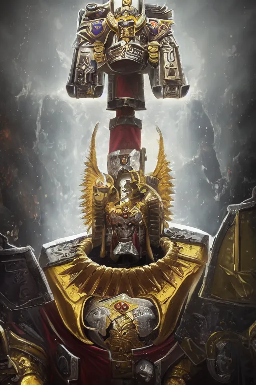 Image similar to queen portrait heros warhammer 4 0 k horus heresy fanart - the primarchs emperor by johannes helgeson animated with vfx concept artist & illustrator global illumination ray tracing hdr fanart arstation zbrush central hardmesh 8 k octane renderer comics stylized