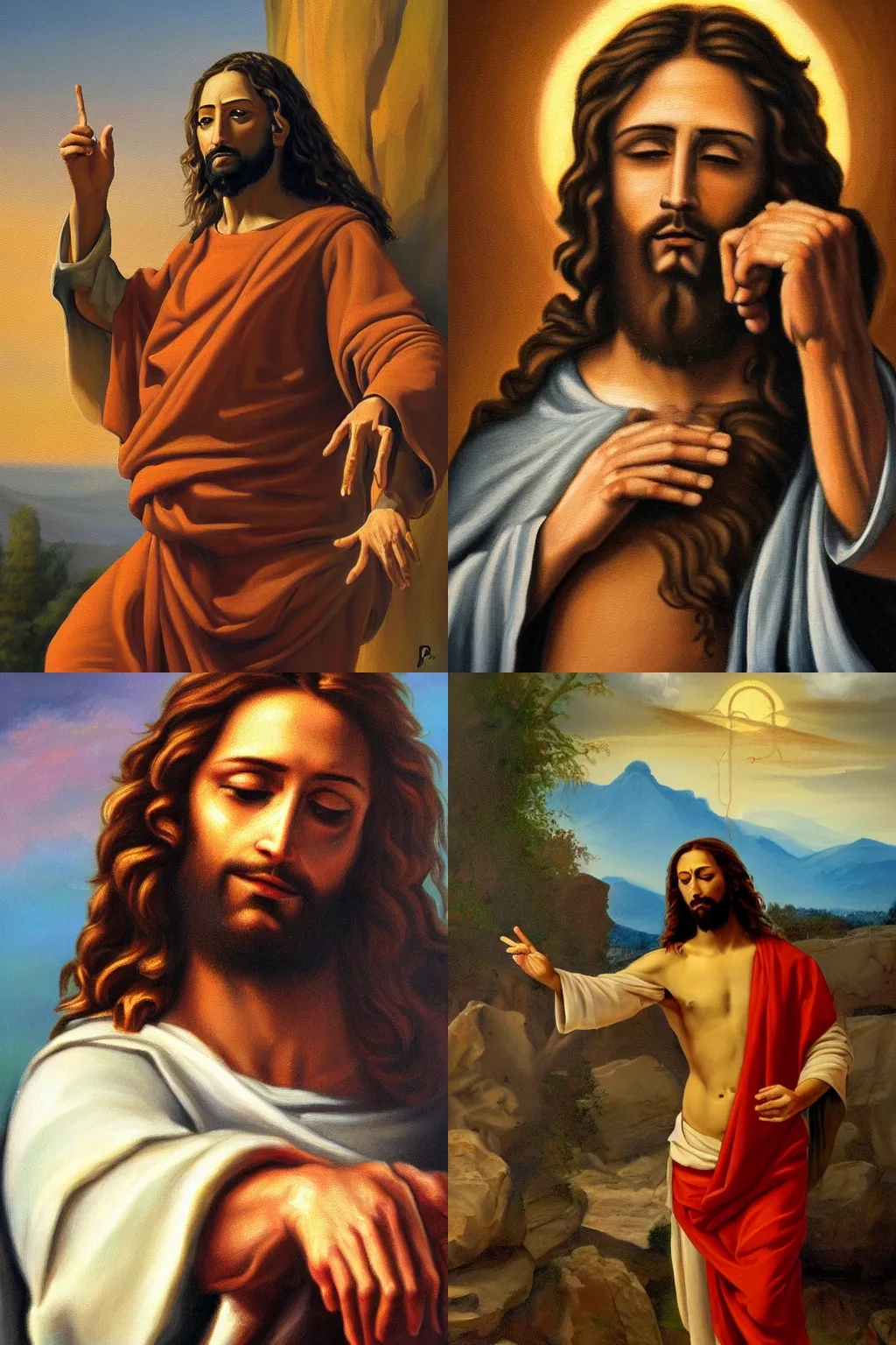 Prompt: a very detailed painting of Jesus dabbing by John Jude Palencar, 4k, high quality