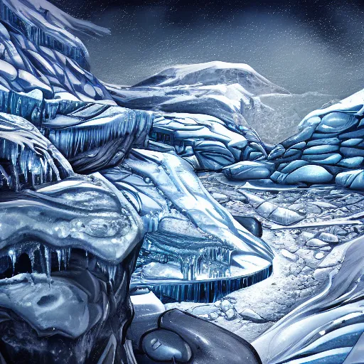 Prompt: icy landscape, hyper detailed