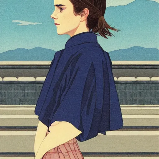 Image similar to emma watson by by Hasui Kawase