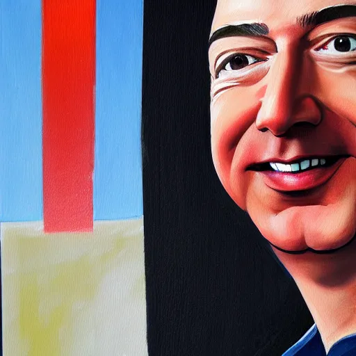 Prompt: painting of Jeff Bezos with very very very long hair hair