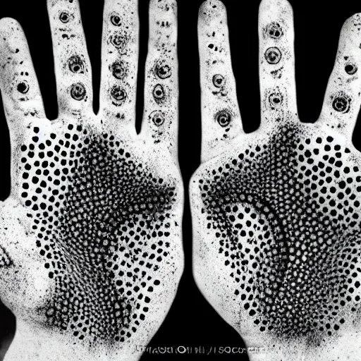 Prompt: trypophobia hands, horror art