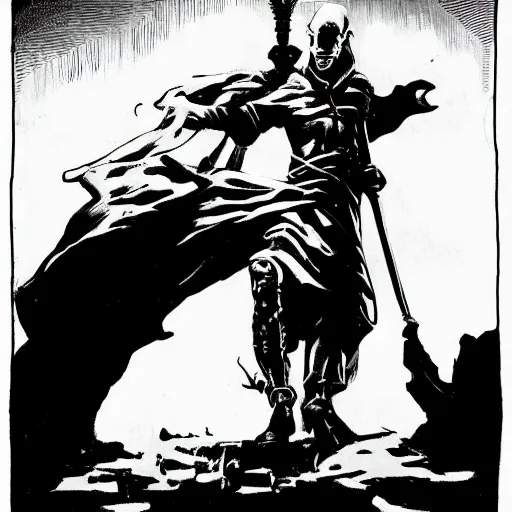 Prompt: Metaphorical image of God's pain. Dark Fantasy, Film Noir, Black and White. High Contrast, Mike Mignola, D&D, OSR