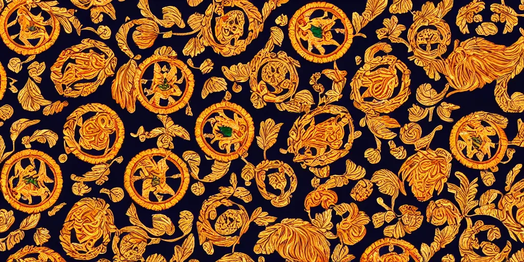 Image similar to versace gucci textile print detailed intricate orange gold black native american navajo digital file high resolution