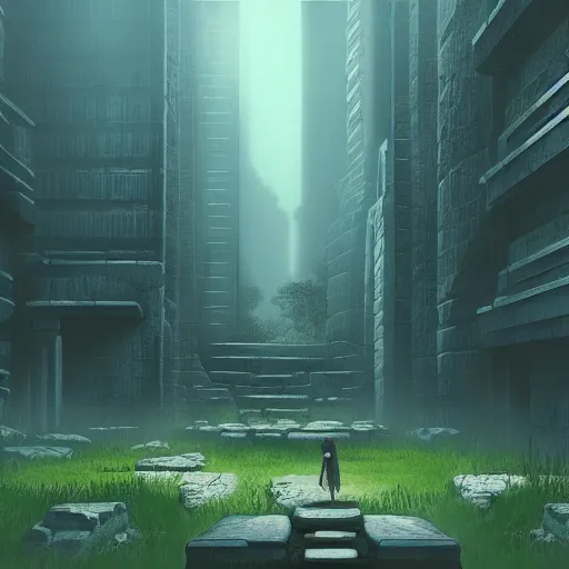 Image similar to quiet glade in the style of ancient greece cyberpunk