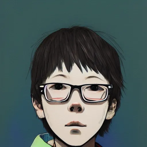 Prompt: a colorful portait of a boy from inio asano, detailed