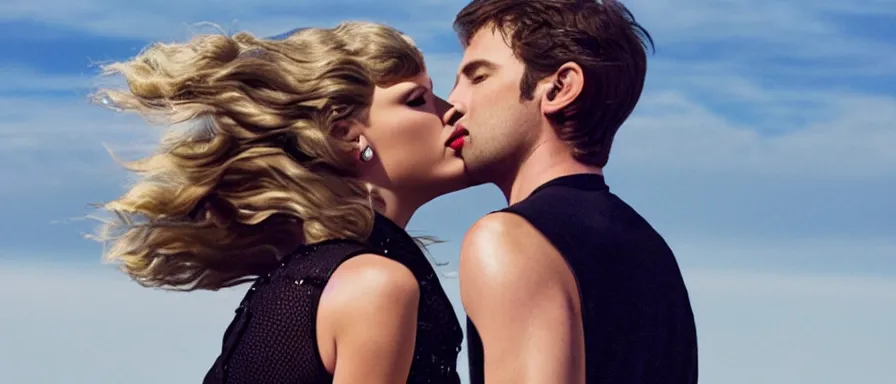 Image similar to Cinematography Taylor Swift kissing her private jet by Emmanuel Lubezky
