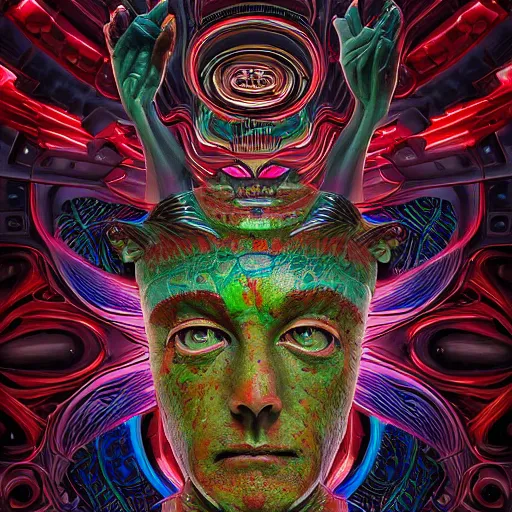 Prompt: a surreal portrait statue of elon musk as a psychedelic tiki reptile stone god figure by naoto hattori, android jones, and chris dyer, deep bold colors, galactic dmt entity, depth of field, intricate beautiful painting, billions of details, octane render, portal, 8 k, detailed vector, trending on artstation, cgisociety