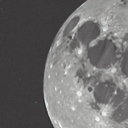 Image similar to cctv footage of the moon covered in giant organic holes